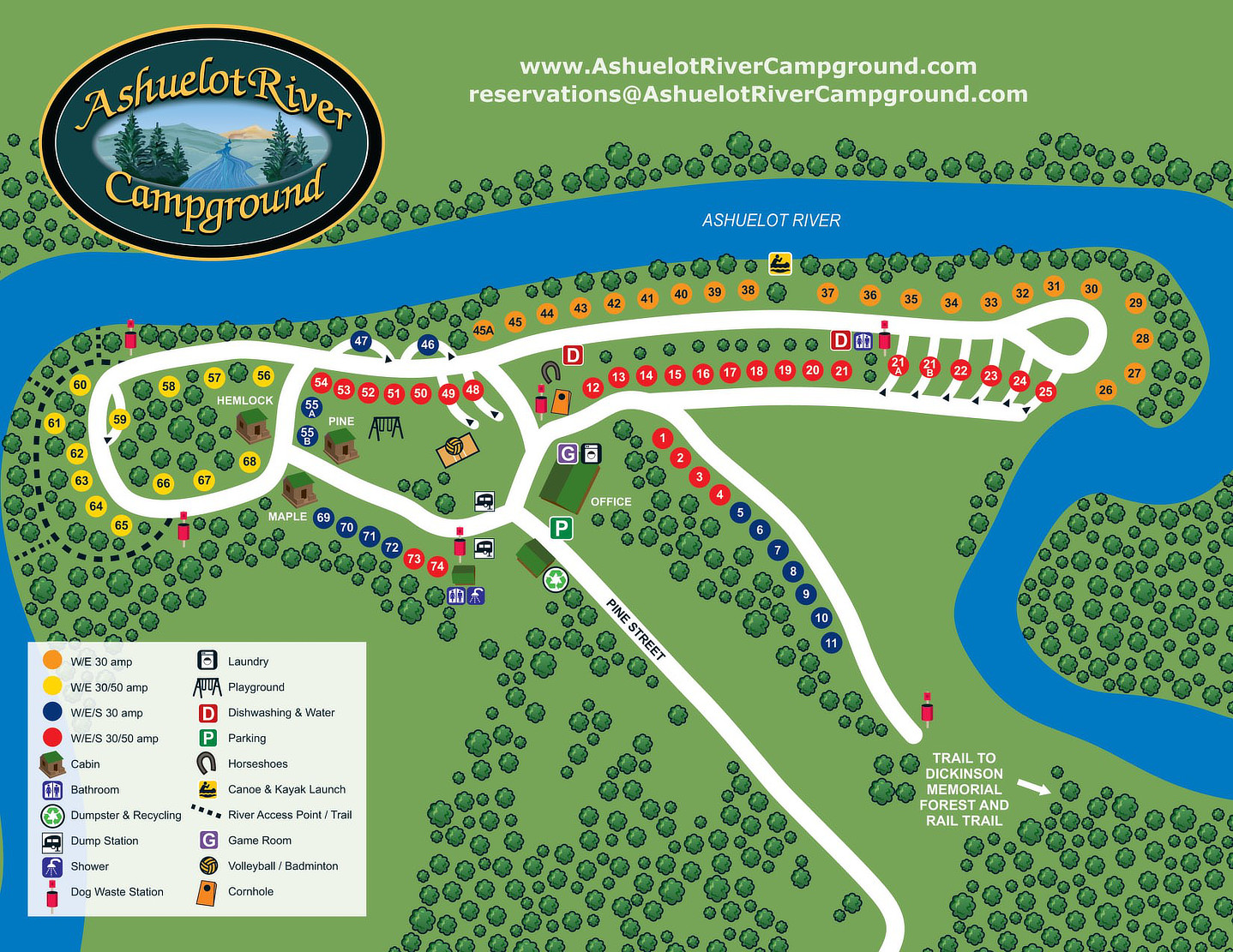 Ashuelot River Campground Site Map